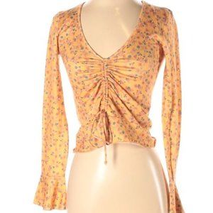 Self Esteem Long Sleeve Top Yellow Floral V-Neck